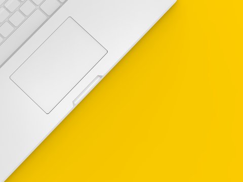 Laptop on Yellow Background 3D Rendering