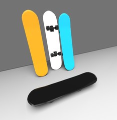skateboard colorful Background 3D Rendering