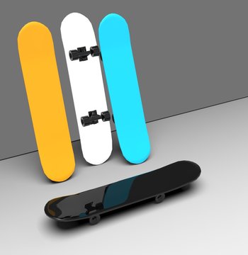 skateboard colorful Background 3D Rendering