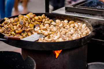 grilled mushrooms on a roasting pan