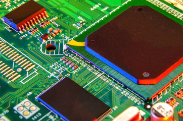 Electronic board wallpaper, Motherboard digital chip. Tech science background.