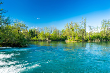 Beautiful green Mreznica river, in Belavici, Croatia, nature countryside landscape