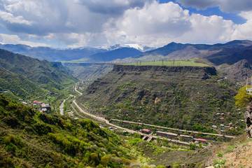 Fototapeta na wymiar View from above on Debed canyon town Alaverdi, Armenia