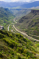 View from above on Debed canyon town Alaverdi, Armenia