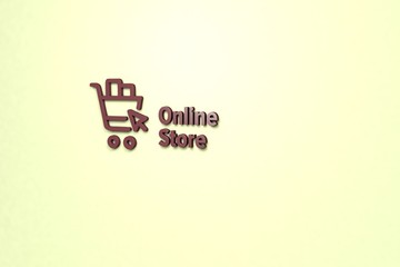 Illustration of Online Store with brown text on light background