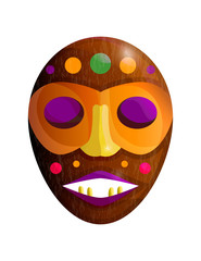Colored african wooden mask isolated on white