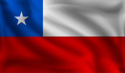 Waving Chile flag, the flag of Chile, vector illustration