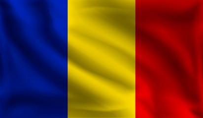 Waving Romanians flag, the flag of Romania, vector illustration