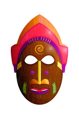 Bright african wooden mask isolated on white