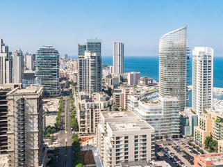 Fototapeta na wymiar Aerial View of Beirut Lebanon, City of Beirut, Beirut cityscape 