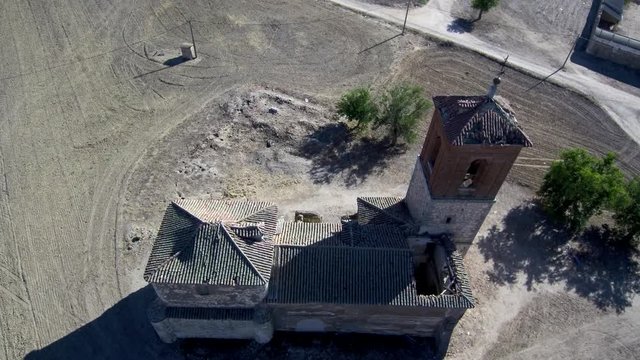 Aerial view in the ruins of Caudilla castle (Castillo de Caudilla) near Toledo, Castilla La Mancha, Spain