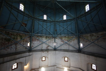 Inside the tower (dome) in the castle of the town of Vyborg (Viipuri).