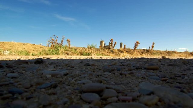 Aerial view in the ruins of Caudilla castle (Castillo de Caudilla) near Toledo, Castilla La Mancha, Spain