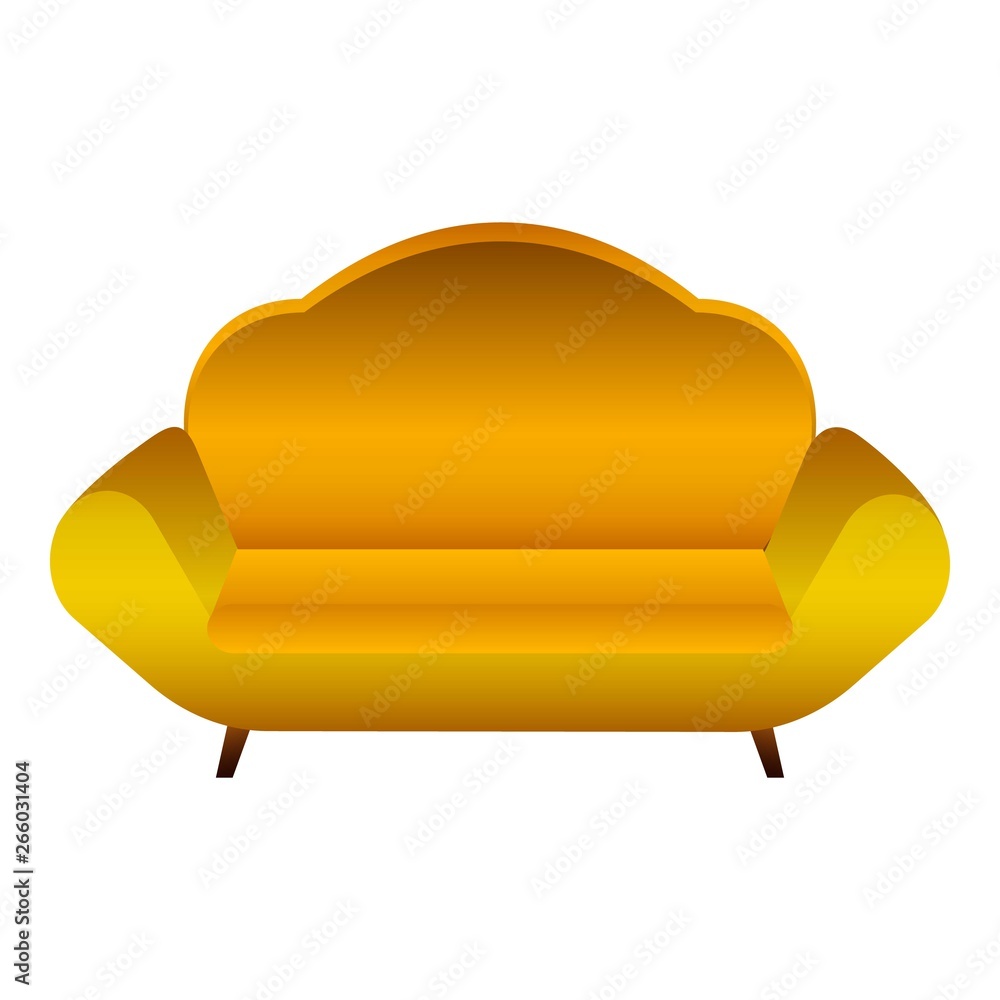 Poster yellow soft sofa icon. cartoon of yellow soft sofa vector icon for web design isolated on white back