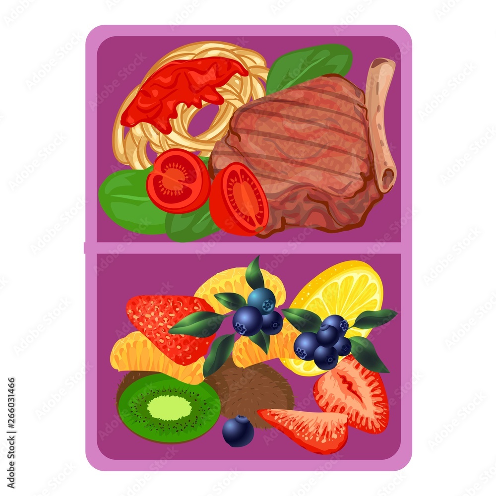 Poster violet lunchbox icon. cartoon of violet lunchbox vector icon for web design isolated on white backgr