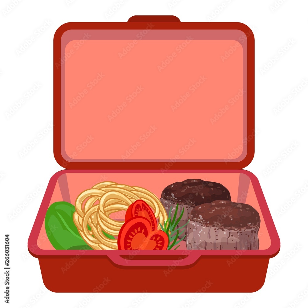Aufkleber red lunchbox icon. cartoon of red lunchbox vector icon for web design isolated on white background