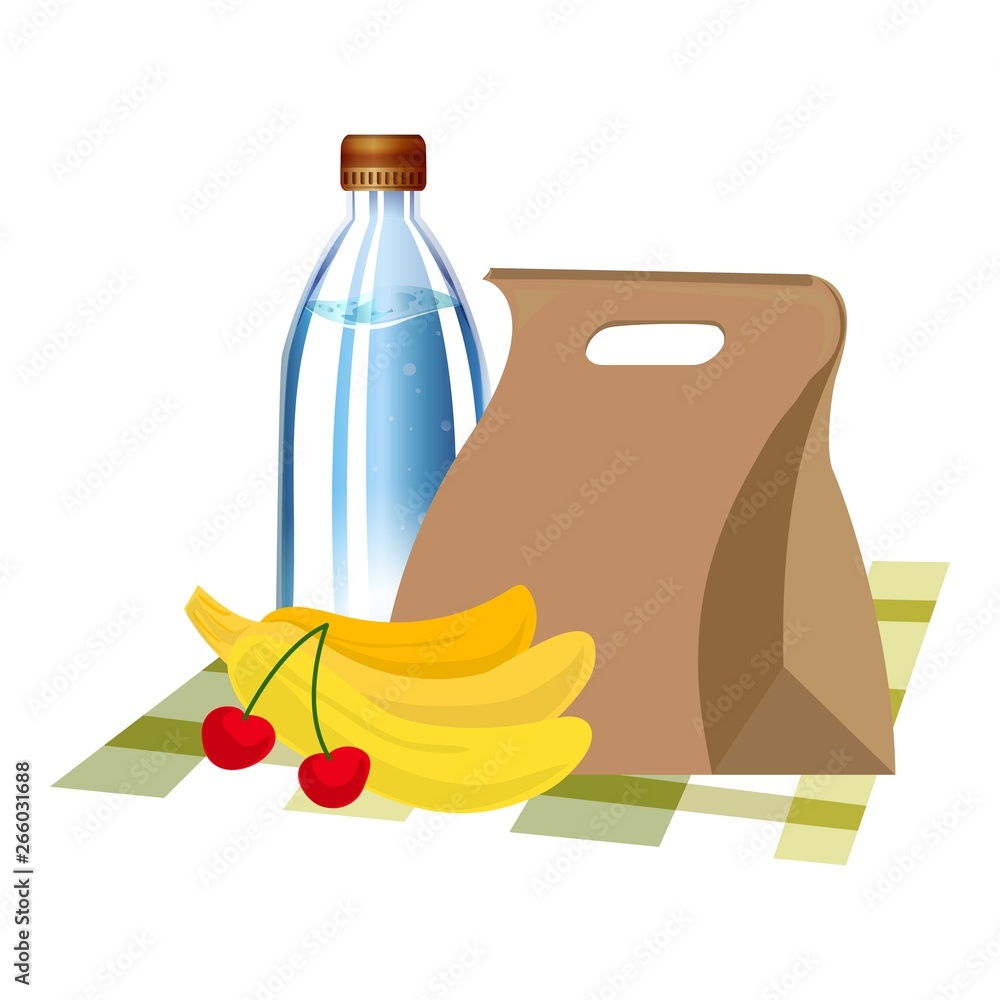 Poster paper lunchbox icon. cartoon of paper lunchbox vector icon for web design isolated on white backgrou
