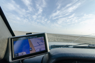 navigation gone wrong, 4x4 lost on a beach