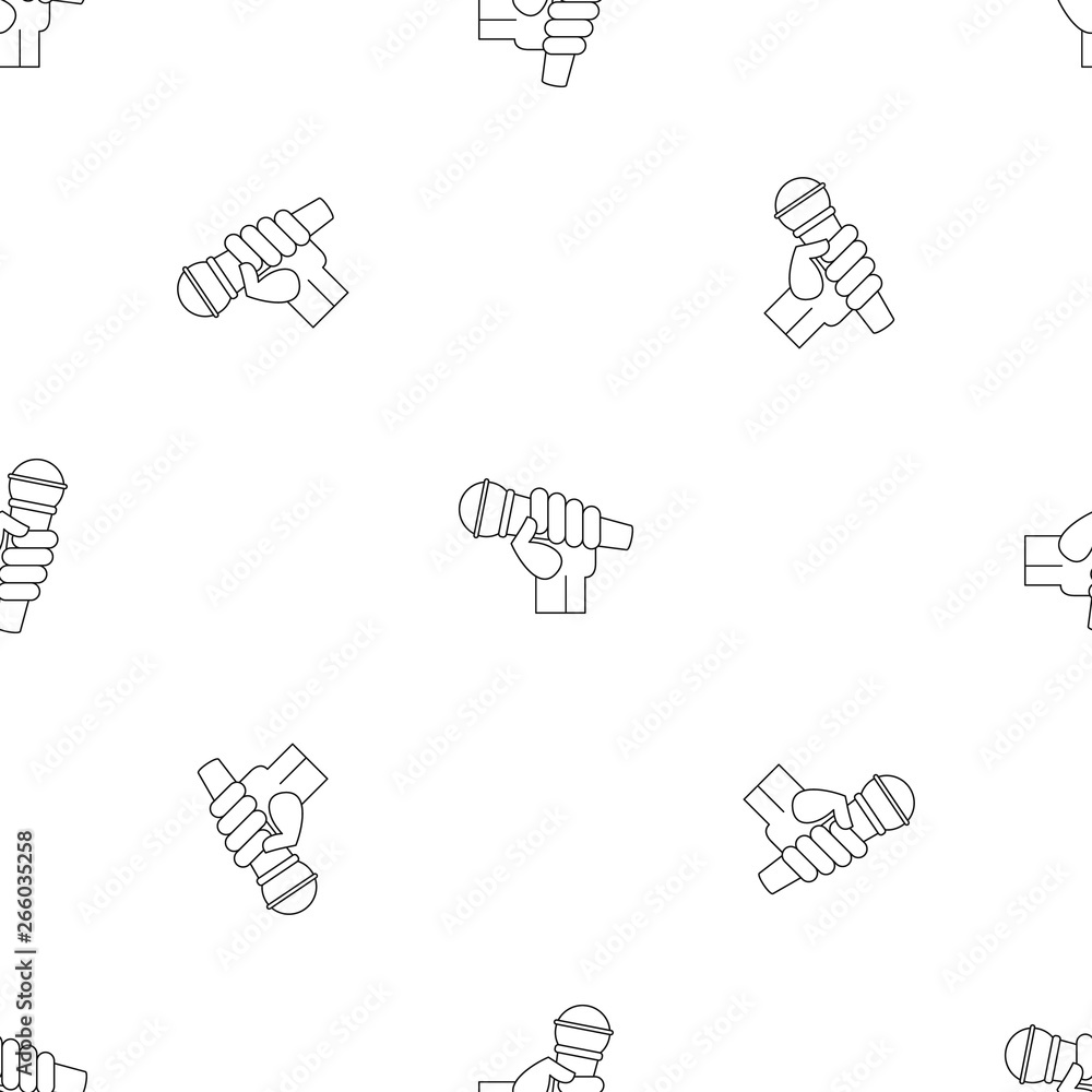 Poster microphone hand pattern seamless vector repeat geometric for any web design