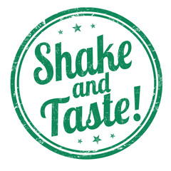 Shake and taste sign or stamp