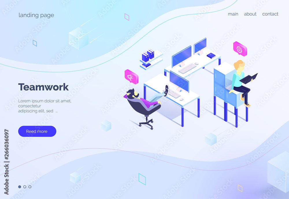 Poster coworking. a group of people working on projects. group work. office professionals interact with com