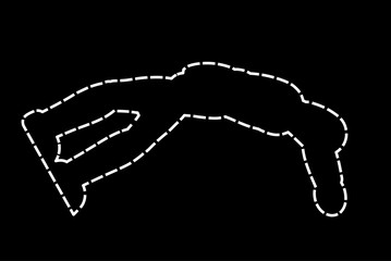 Silhouette of the Dead Man Painted on the Ground, Vector Background