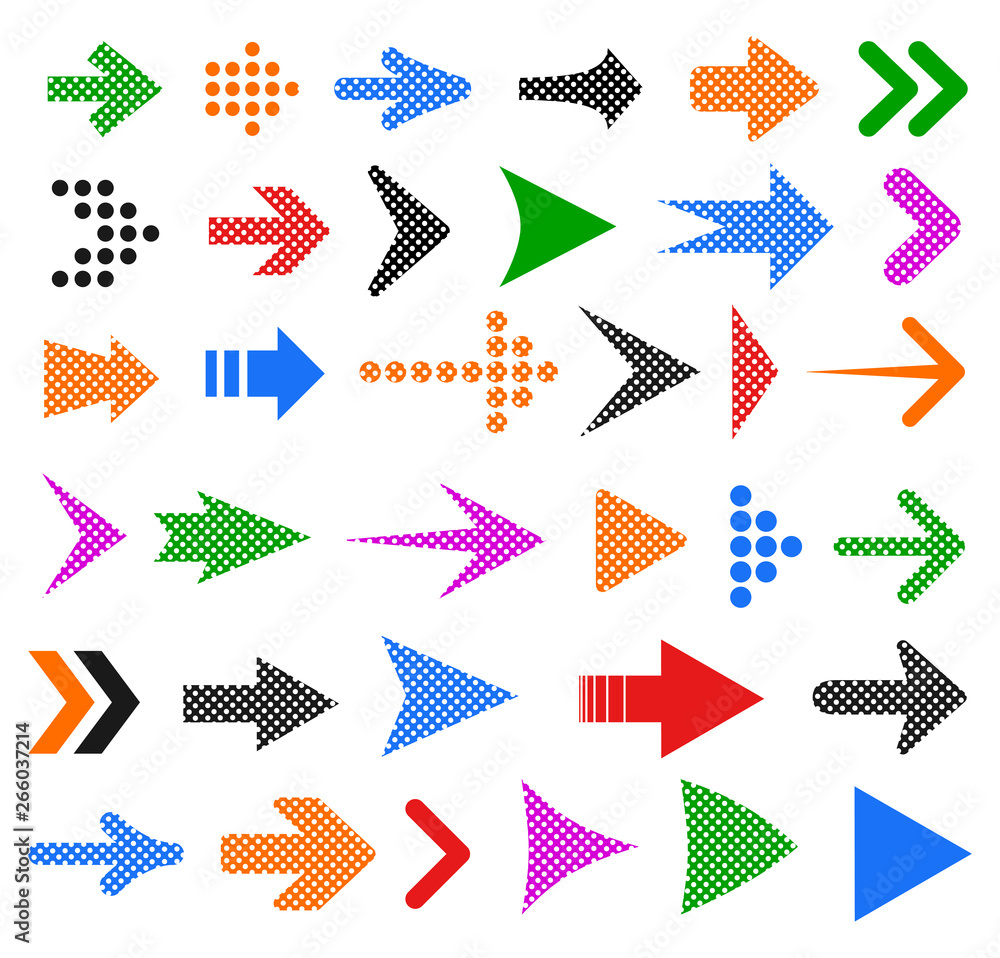 Poster set arrow icon. different arrows sign – vector for stock