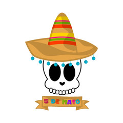 Cinco de mayo banner with a mexican skull - Vector