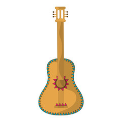 Naklejka premium Isolated colorful and decorated mexican guitar - Vector