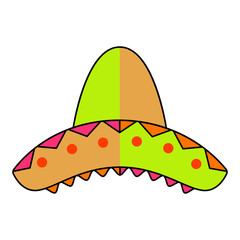 Isolated traditional colored mexican hat image - Vector