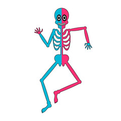 Isolated human skeleton cartoon dancing image - Vector