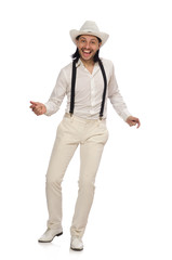 Man in funny concept isolated on white