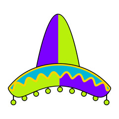Isolated traditional colored mexican hat image - Vector