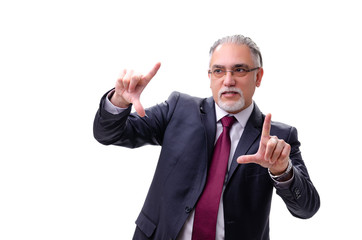 Aged businessman employee isolated on white 