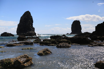 big rocks on the beach 