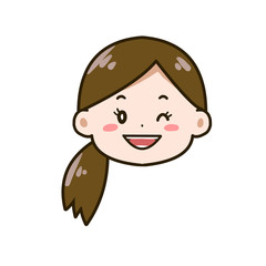 ウインクする女性　アイコン　イラスト