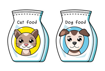 Cat and dog pet food bag isolated