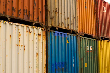 Colorful containers waiting to be loaded