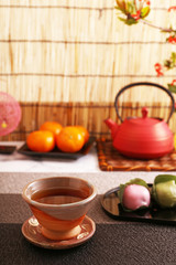 美味しそうな和菓子とお茶