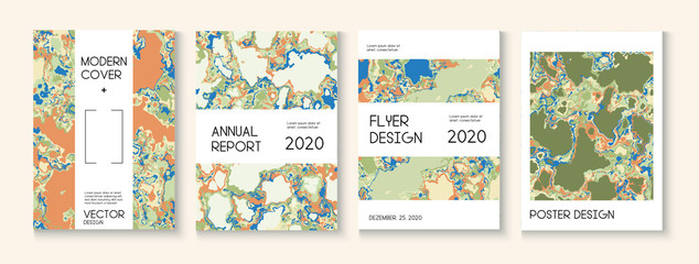 Fluid Paint, Clay Texture Vector Cover Layout. Trendy Magazine, Music Poster Template. Modern Earth Day Ecology Poster