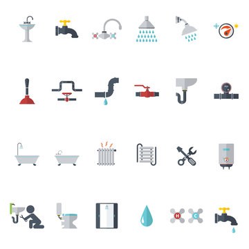 Plumbing Icons Set	