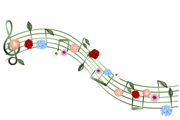 musoc pentagram with flowers and leaves 