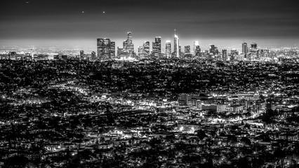 Downtown Los Angeles by night - aerial view - travel photography