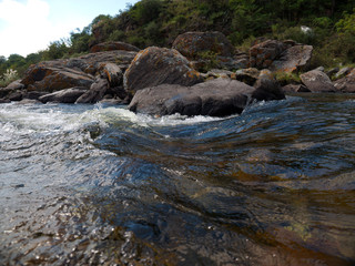 View of the San Antonio river, Cuesta Blanca, Cordoba, Argentina.  