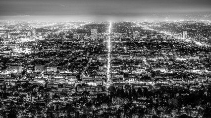 Aerial view over Los Angeles Downtown from Hollywood Hills - travel photography