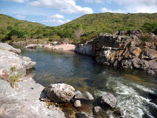 View of the San Antonio river, Cuesta Blanca, Cordoba, Argentina.  