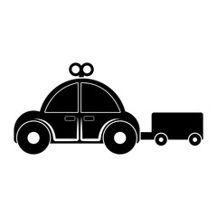 Isolated red car toy with crank icon - Vector