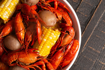 A Crawfish Boil with Corn on the Cob and Potatoes