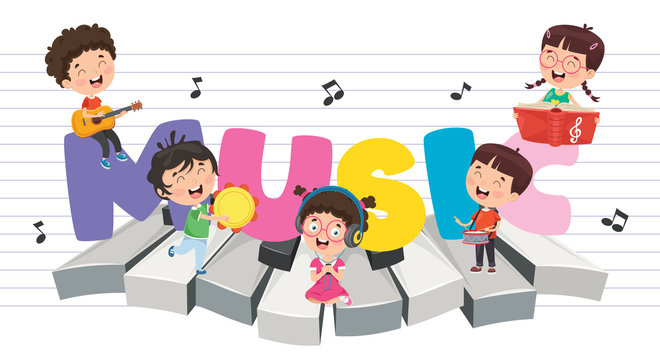 Vector Illustration Of Children Music Background