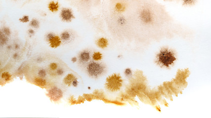 Abstract brown watercolor background. Splashes and strokes. High resolution texture. Modern Art. Hand drawing. Elements for creating brushes and textures.